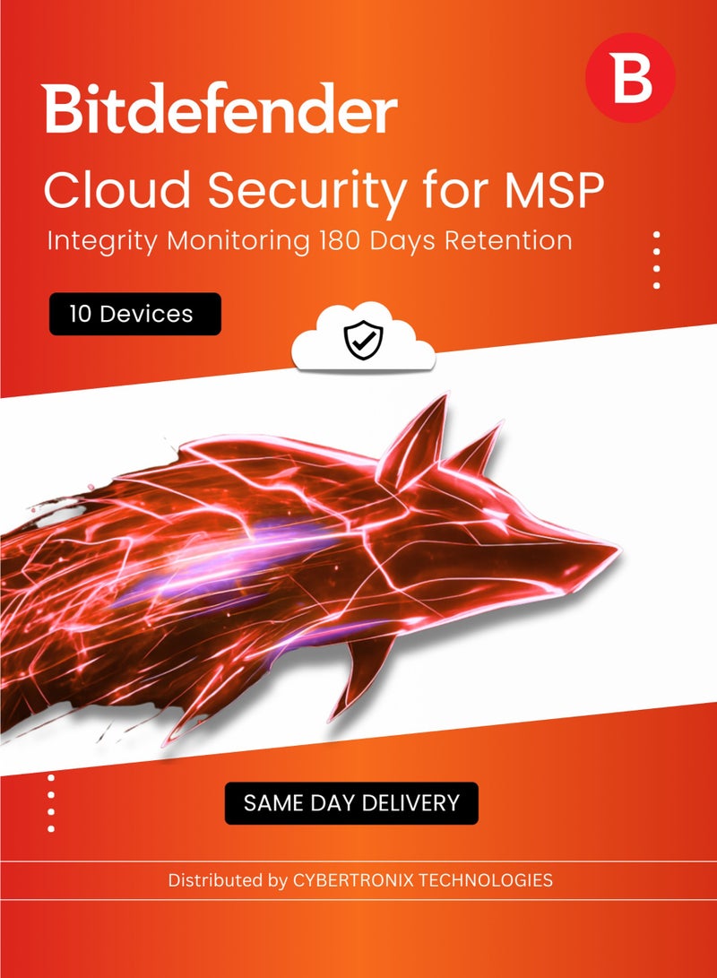 Bitdefender Cloud Security for MSP – Integrity Monitoring 180 Days Retention 10 Devices  for 1 Year | Digital License | SAME DAY DELIVERY